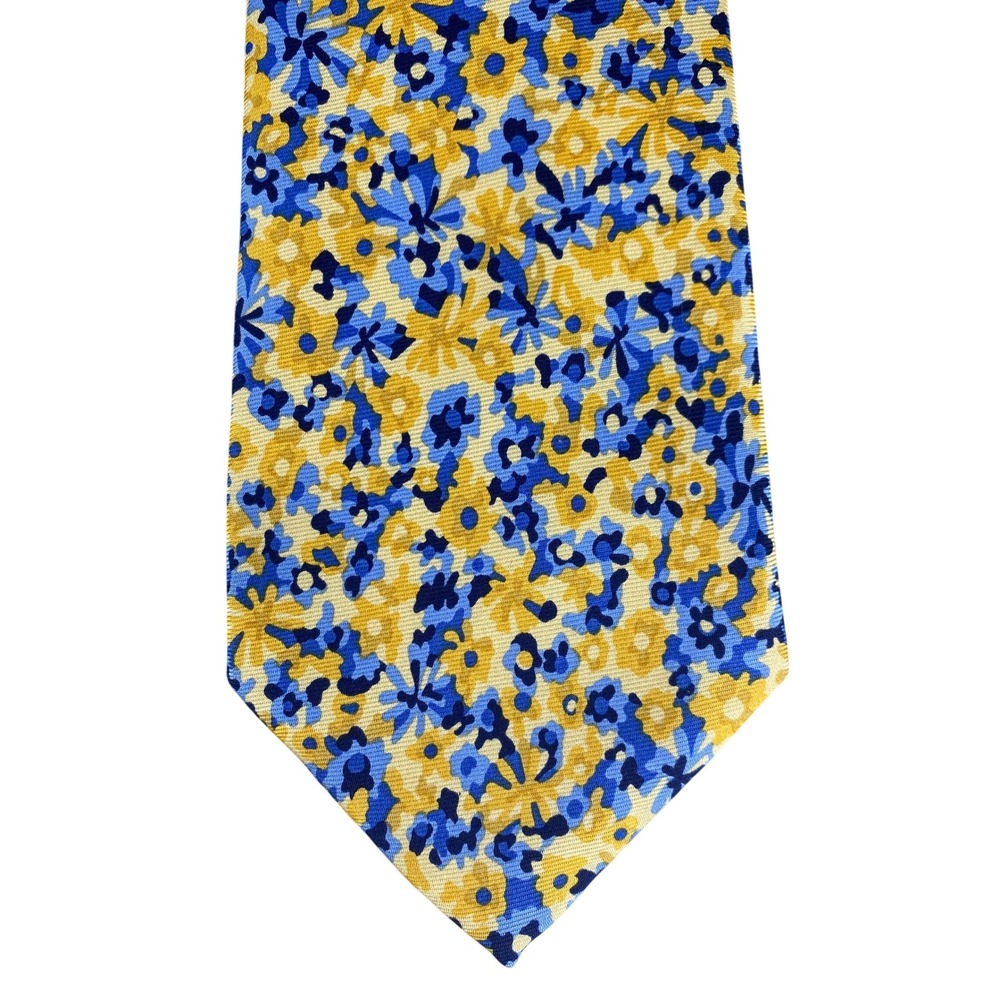 Croft & Barrow Mens Silk Floral Tie Yellow Blue Classic Professional Necktie